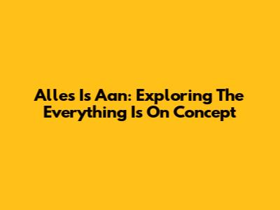 Alles Is Aan: Exploring The 'Everything Is On' Concept