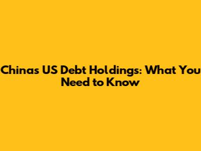 China's US Debt Holdings: What You Need to Know