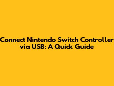 Connect Nintendo Switch Controller via USB: A Quick Guide