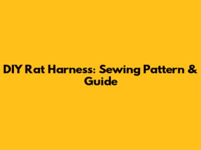 DIY Rat Harness: Sewing Pattern & Guide