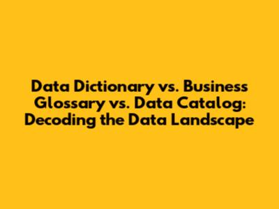 Data Dictionary vs. Business Glossary vs. Data Catalog: Decoding the Data Landscape