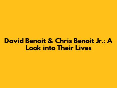 David Benoit & Chris Benoit Jr.: A Look into Their Lives