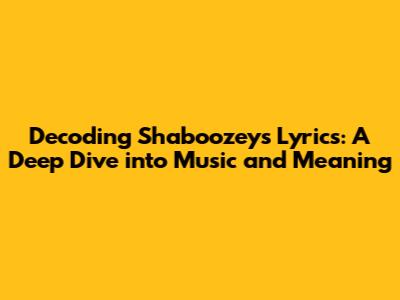 Decoding Shaboozey's Lyrics: A Deep Dive into Music and Meaning