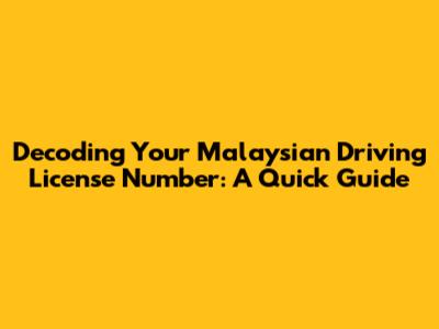 Decoding Your Malaysian Driving License Number: A Quick Guide