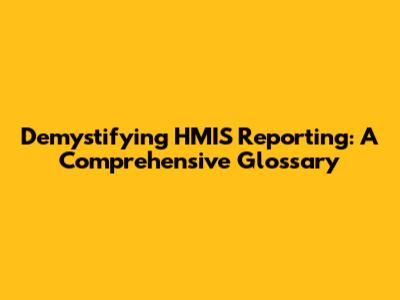 Demystifying HMIS Reporting: A Comprehensive Glossary