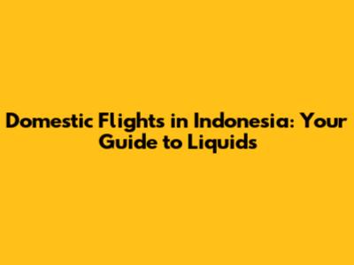 Domestic Flights in Indonesia: Your Guide to Liquids