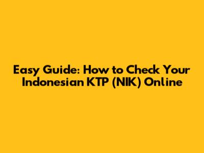 Easy Guide: How to Check Your Indonesian KTP (NIK) Online