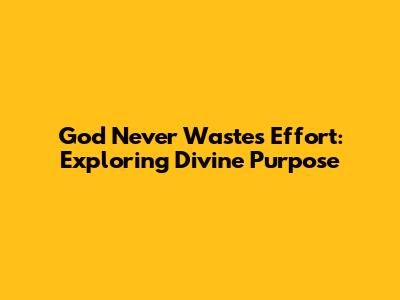 God Never Wastes Effort: Exploring Divine Purpose