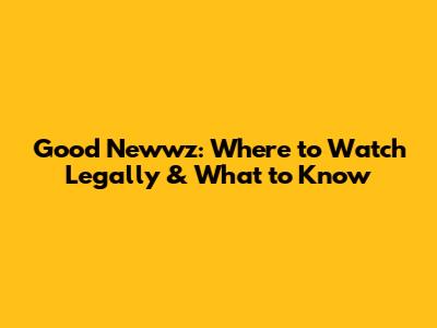 Good Newwz: Where to Watch Legally & What to Know