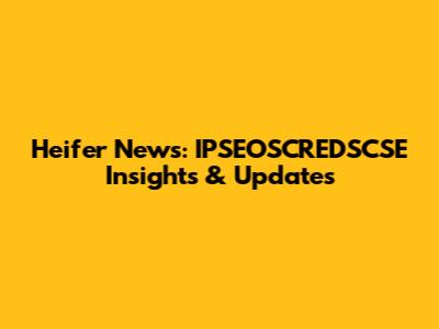 Heifer News: IPSEOSCREDSCSE Insights & Updates