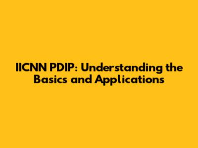 IICNN PDIP: Understanding the Basics and Applications