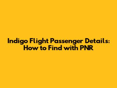 Indigo Flight Passenger Details: How to Find with PNR