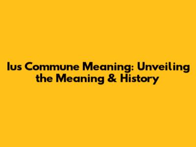 Ius Commune Meaning: Unveiling the Meaning & History