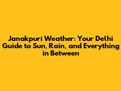 Janakpuri Weather: Your Delhi Guide to Sun, Rain, and Everything in Between