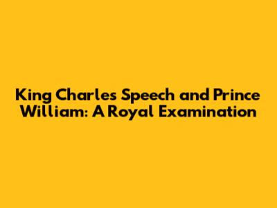 King Charles' Speech and Prince William: A Royal Examination
