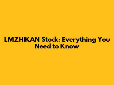 LMZHIKAN Stock: Everything You Need to Know
