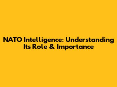 NATO Intelligence: Understanding Its Role & Importance