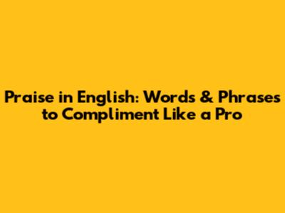 Praise in English: Words & Phrases to Compliment Like a Pro