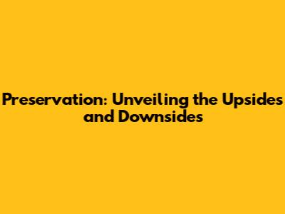 Preservation: Unveiling the Upsides and Downsides