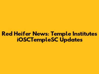 Red Heifer News: Temple Institute's iOSCTempleSC Updates