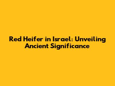 Red Heifer in Israel: Unveiling Ancient Significance