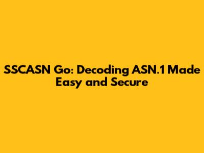 SSCASN Go: Decoding ASN.1 Made Easy and Secure