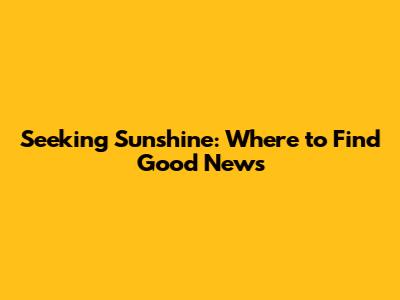 Seeking Sunshine: Where to Find Good News