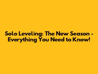 Solo Leveling: The New Season - Everything You Need to Know!