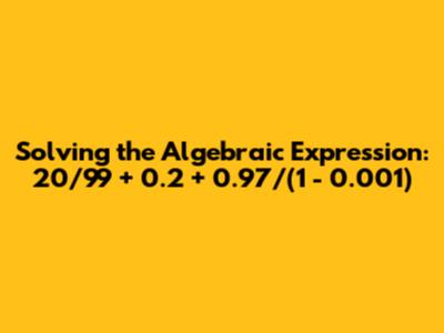 Solving the Algebraic Expression: 20/99 + 0.2 + 0.97/(1 - 0.001)