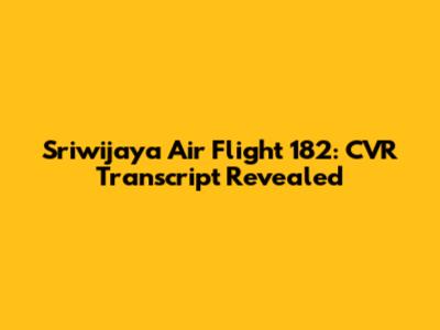 Sriwijaya Air Flight 182: CVR Transcript Revealed