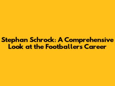 Stephan Schrock: A Comprehensive Look at the Footballer's Career