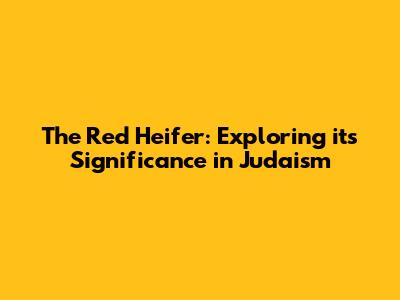 The Red Heifer: Exploring its Significance in Judaism