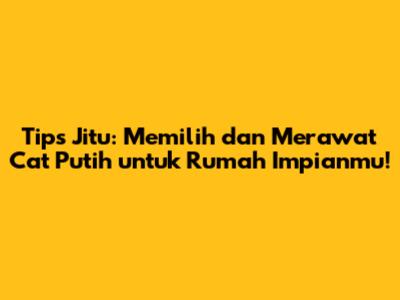 Tips Jitu: Memilih dan Merawat Cat Putih untuk Rumah Impianmu!