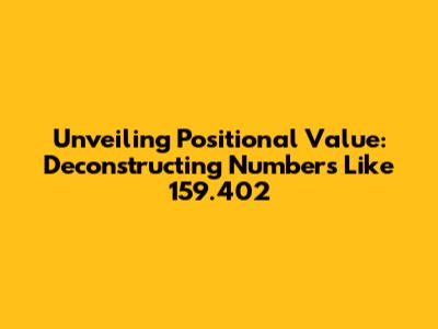 Unveiling Positional Value: Deconstructing Numbers Like 159.402